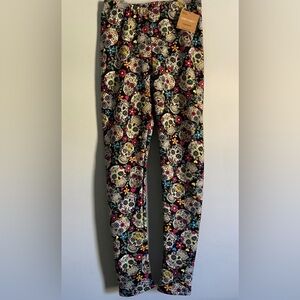 Just Cozy Sugar Skull Fleece Lined Leggings NWT
